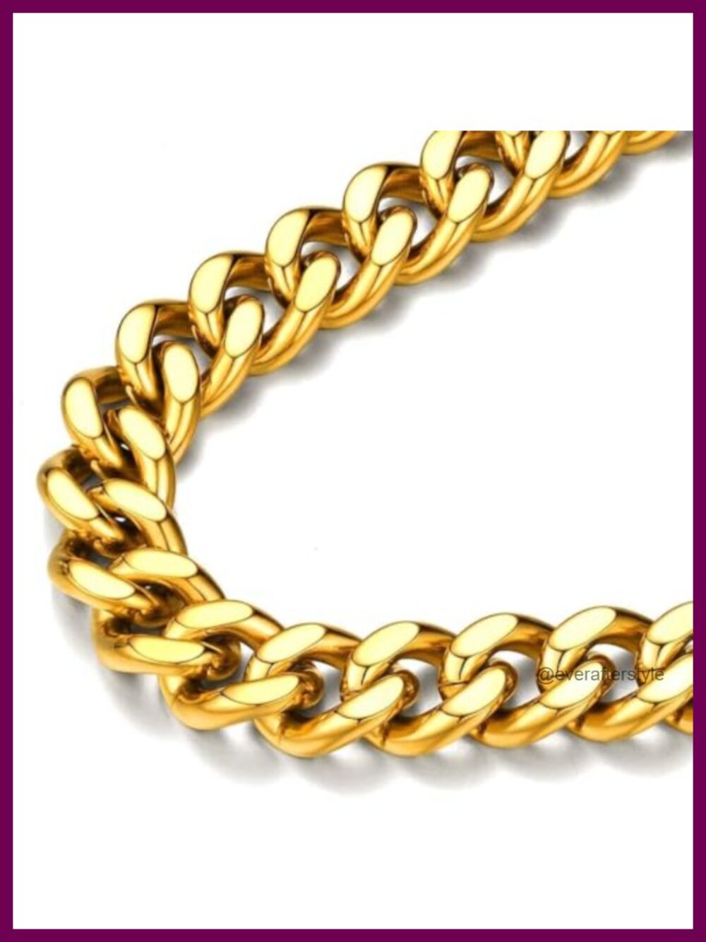 Men's Curb Chain Necklace 18K Gold Plated Stainless Steel Cuban Link Hip Hop